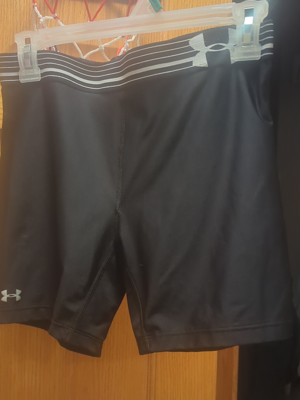 Under Armour Black Athletic Compression Shorts with Gray Logos